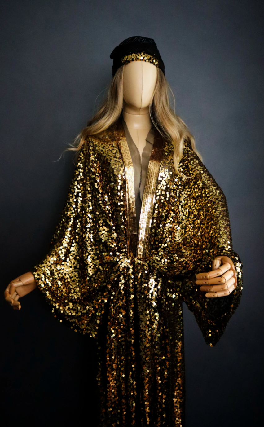 GOLD SEQUIN KIMONO - Handmade LA MODERNIQUE GOLD SEQUIN KIMONO - Handmade LA MODERNIQUE