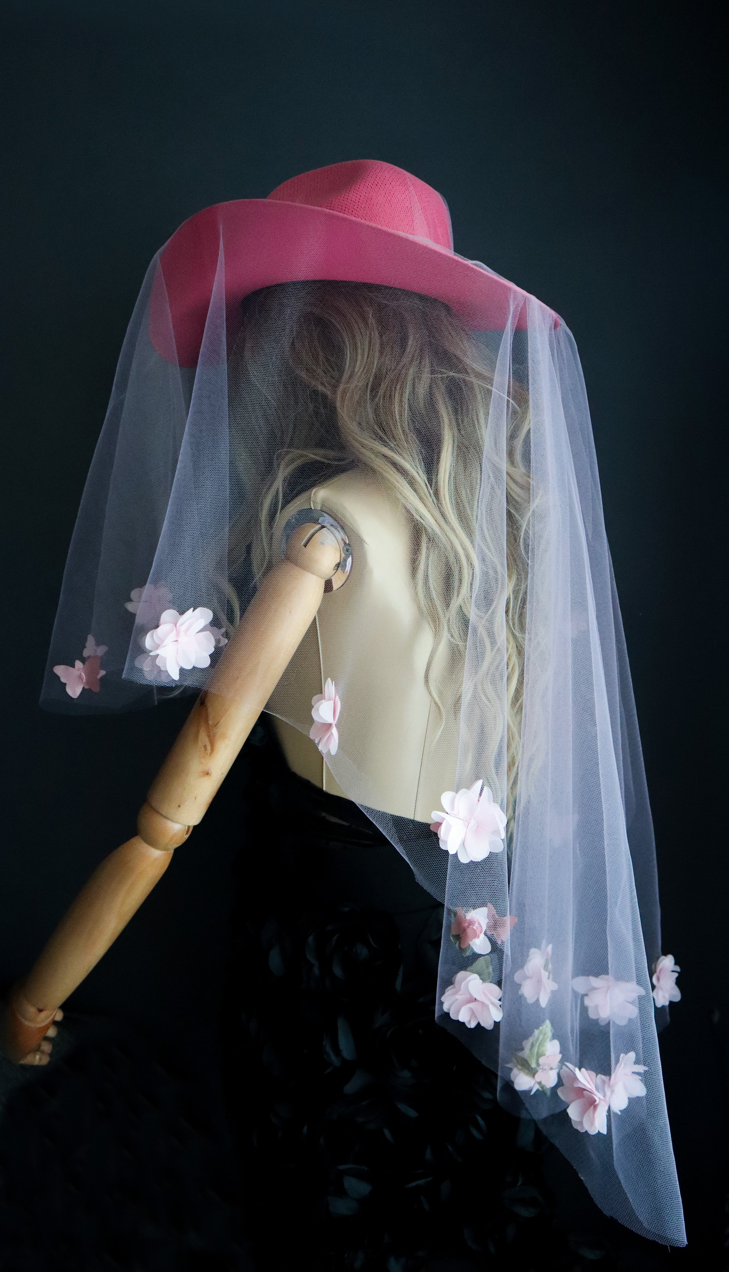 PINK COWBOY HAT W/ PEONIES + VEIL