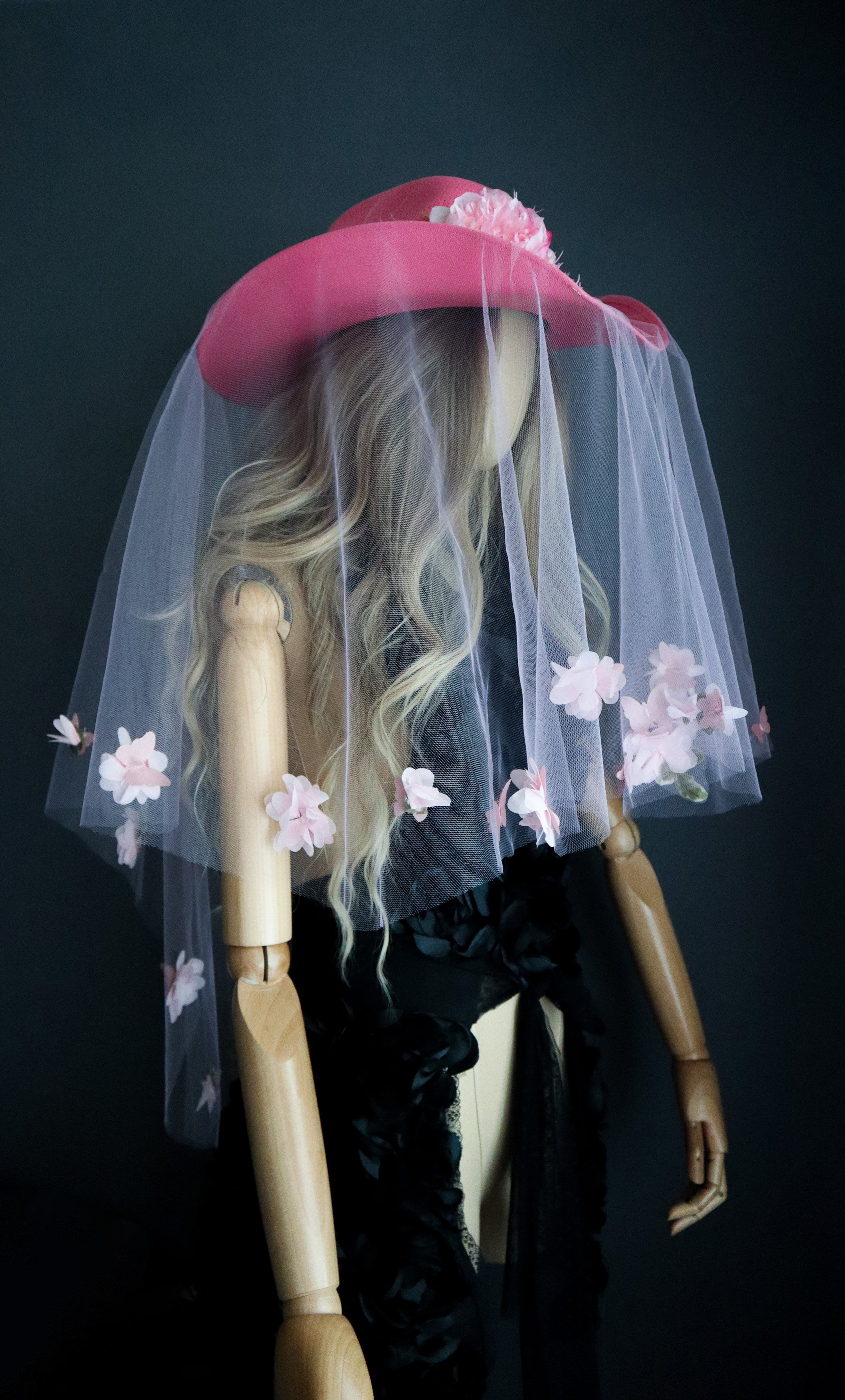 PINK COWBOY HAT W/ PEONIES + VEIL