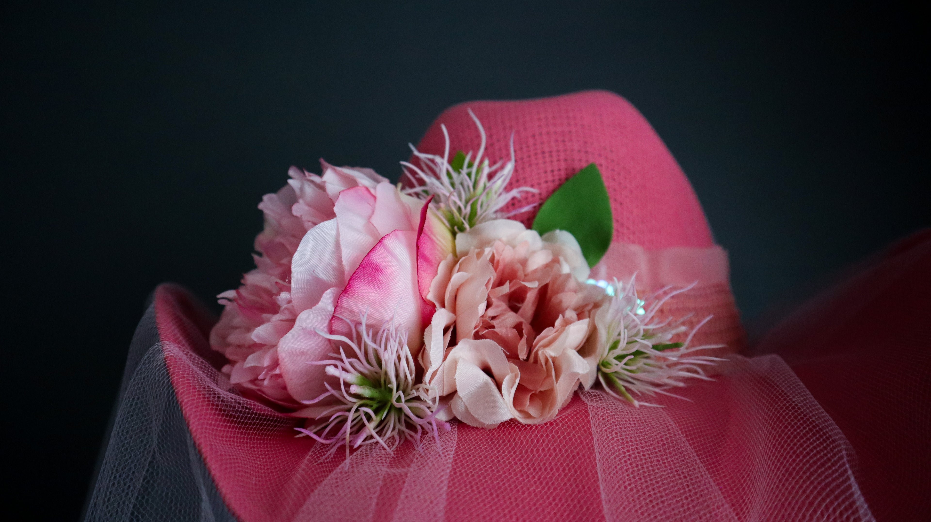 PINK COWBOY HAT W/ PEONIES + VEIL