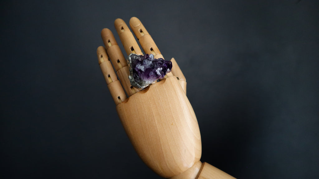 GIANT AMETHYST STATEMENT RING — HAND-SOLDERED, ADJUSTABLE