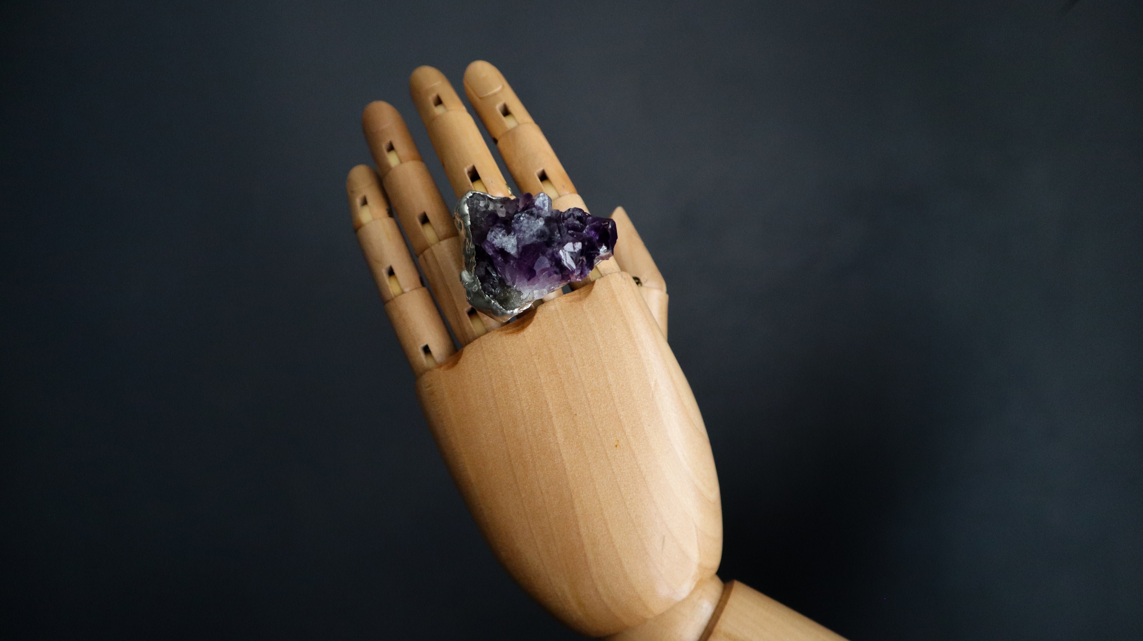 GIANT AMETHYST STATEMENT RING — HAND-SOLDERED, ADJUSTABLE