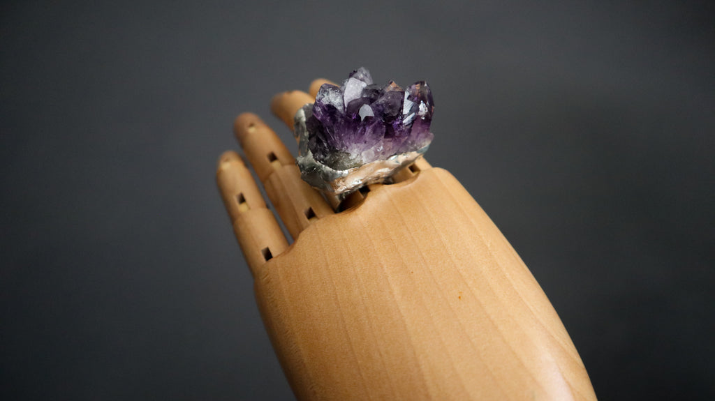 GIANT AMETHYST STATEMENT RING — HAND-SOLDERED, ADJUSTABLE