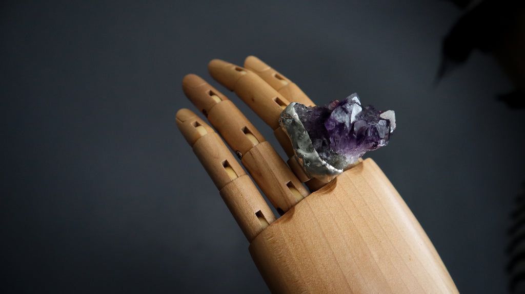 GIANT AMETHYST STATEMENT RING — HAND-SOLDERED, ADJUSTABLE