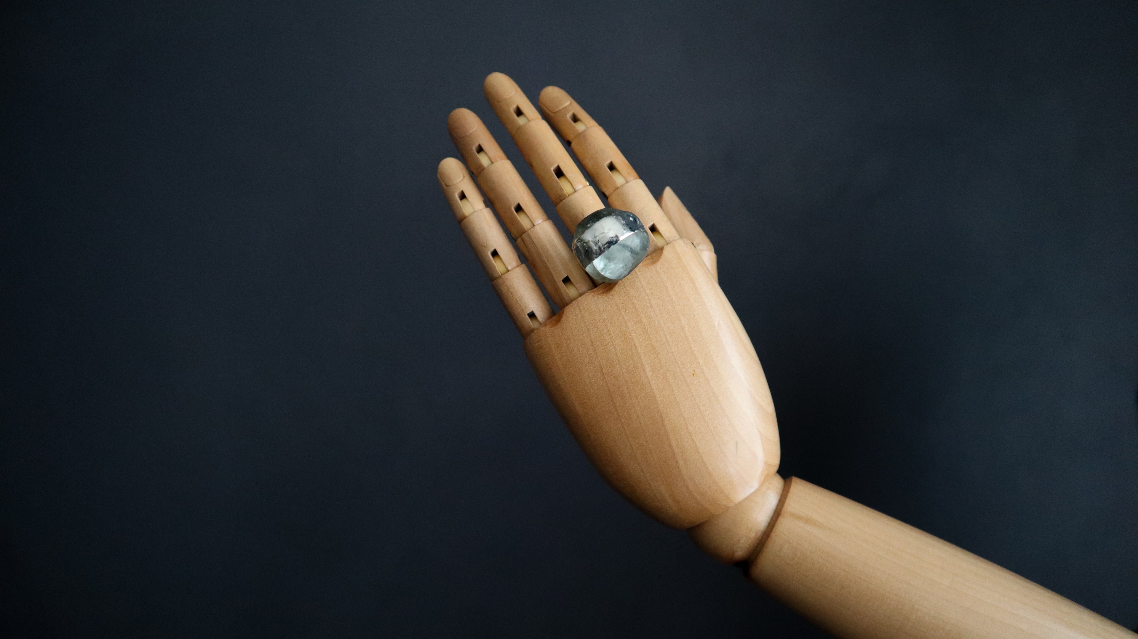 STATEMENT RING — RECYCLED SEA GLASS + METAL STRIP Adjustable