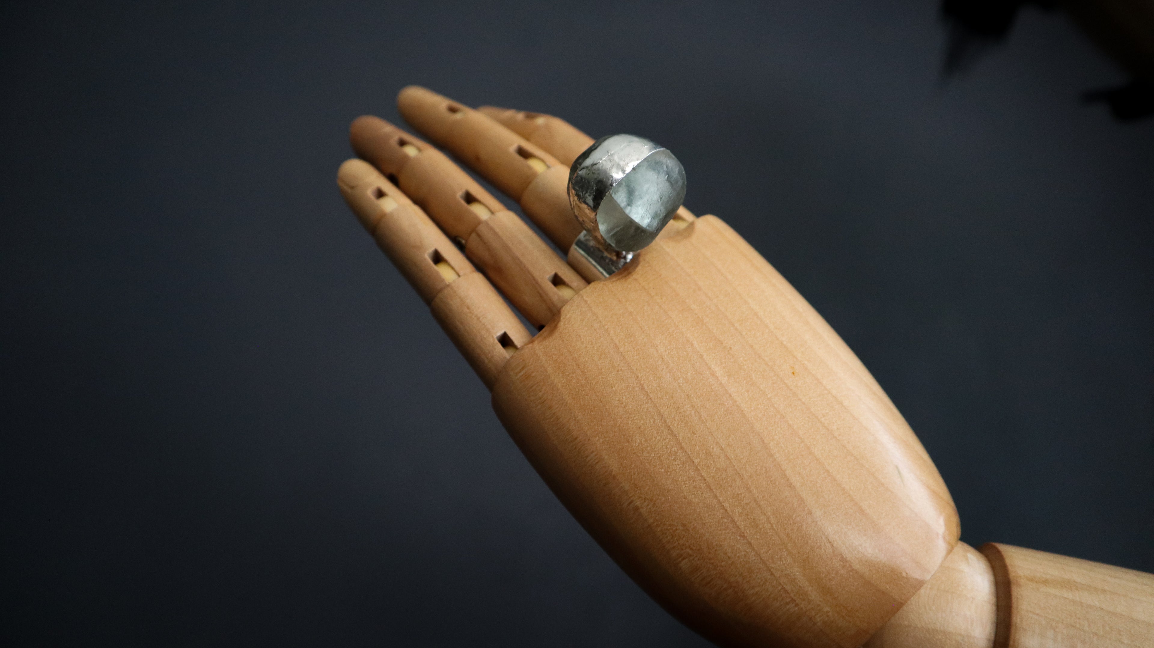 STATEMENT RING — RECYCLED SEA GLASS + METAL STRIP Adjustable