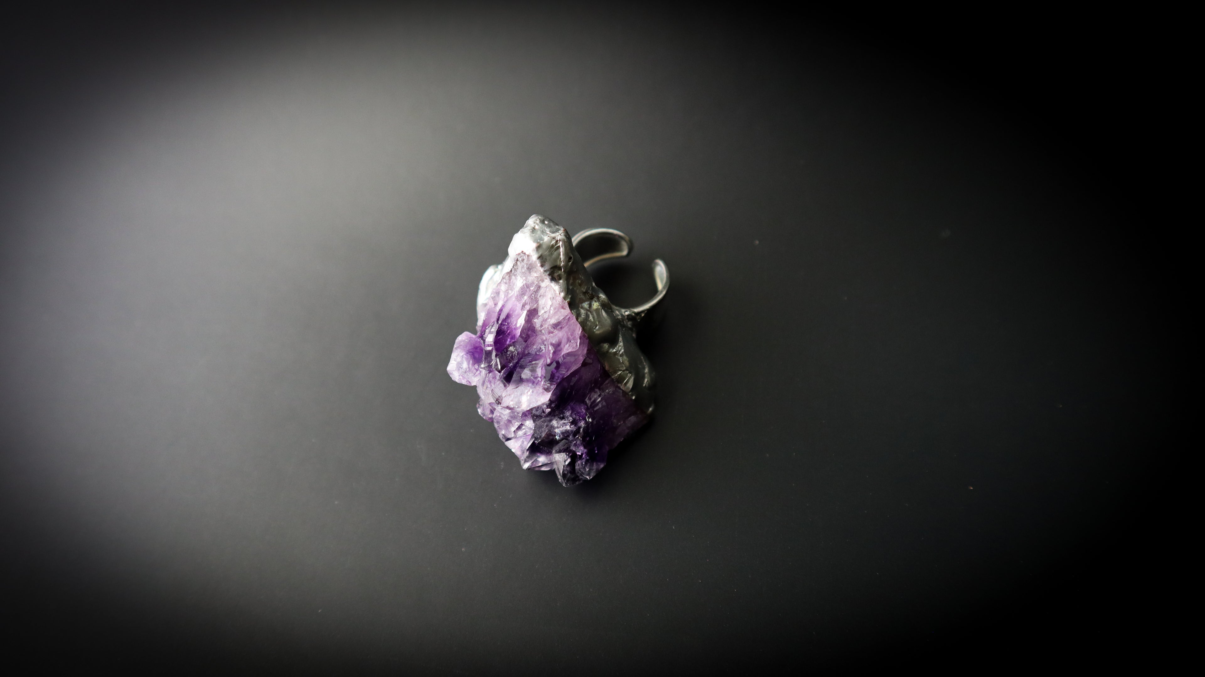 GIANT AMETHYST STATEMENT RING — HAND-SOLDERED, ADJUSTABLE