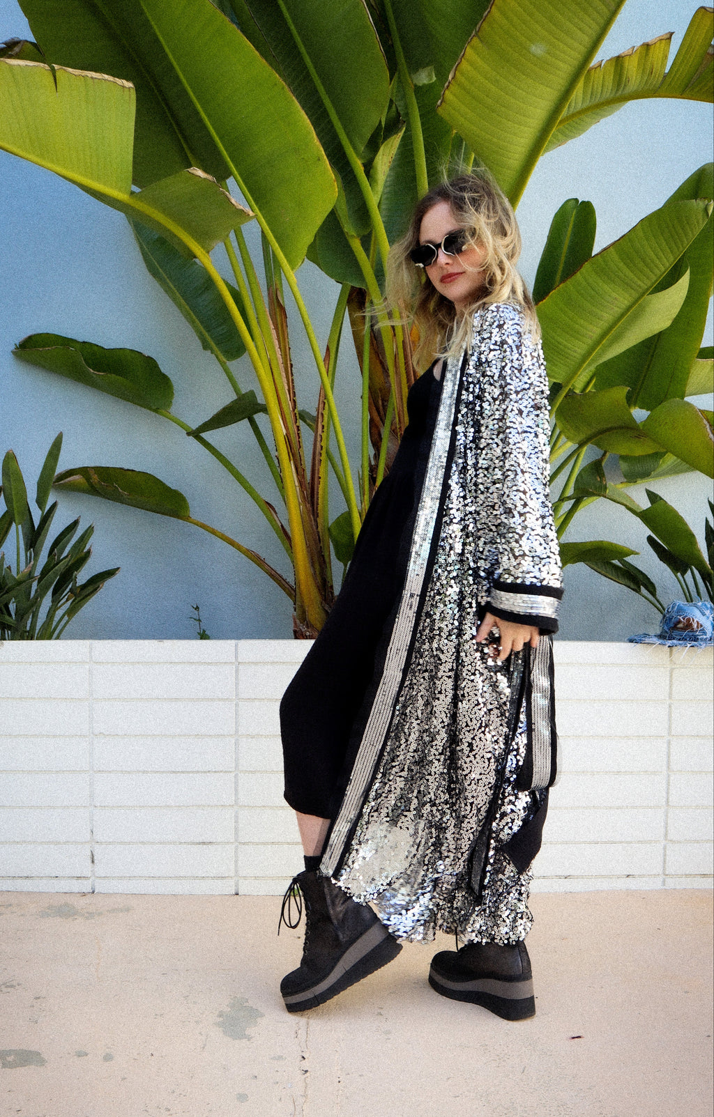 SILVER SEQUIN KIMONO