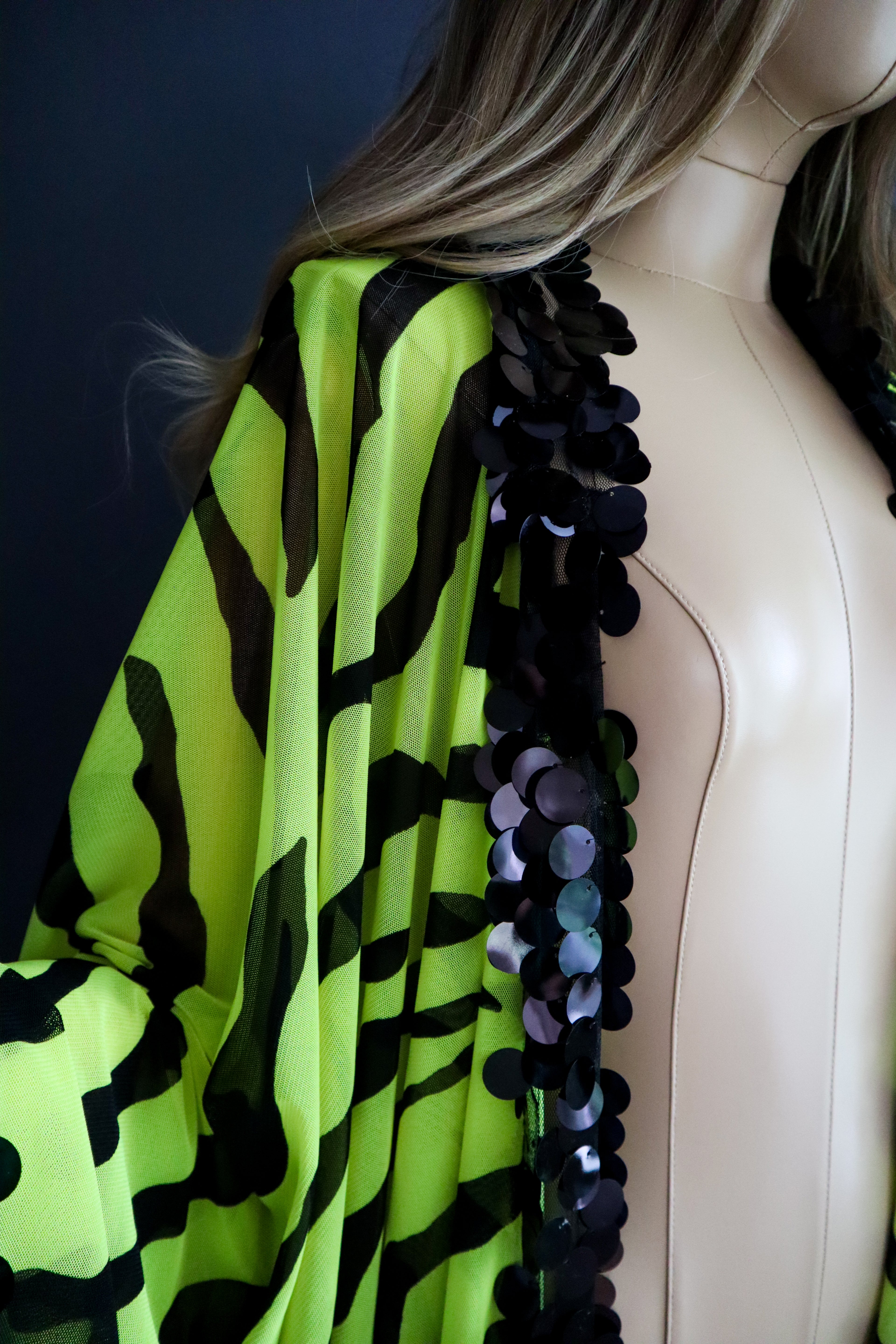 NEON ZEBRA — MESH KIMONO W/ SEQUIN DETAIL