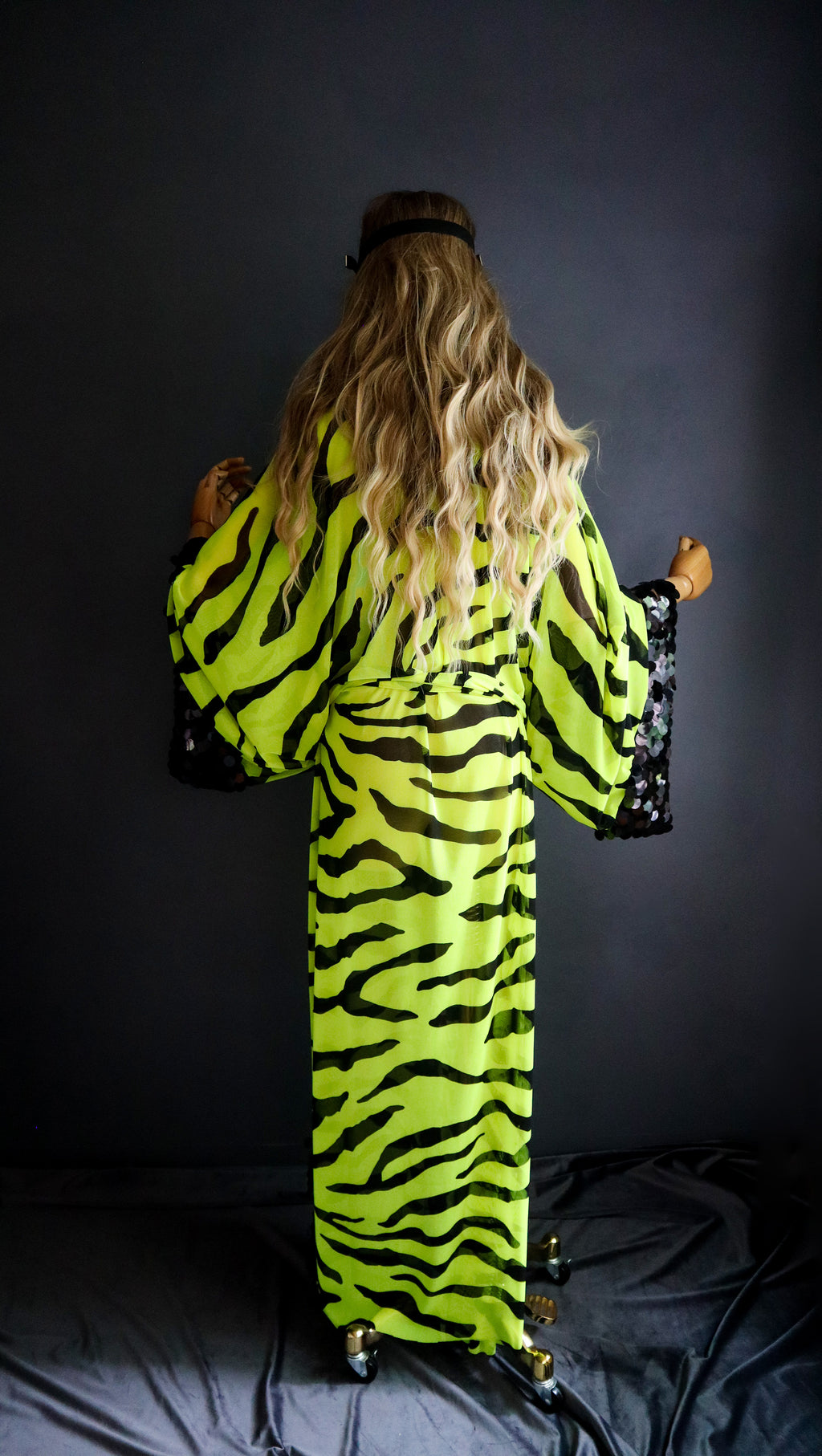 NEON ZEBRA — MESH KIMONO W/ SEQUIN DETAIL