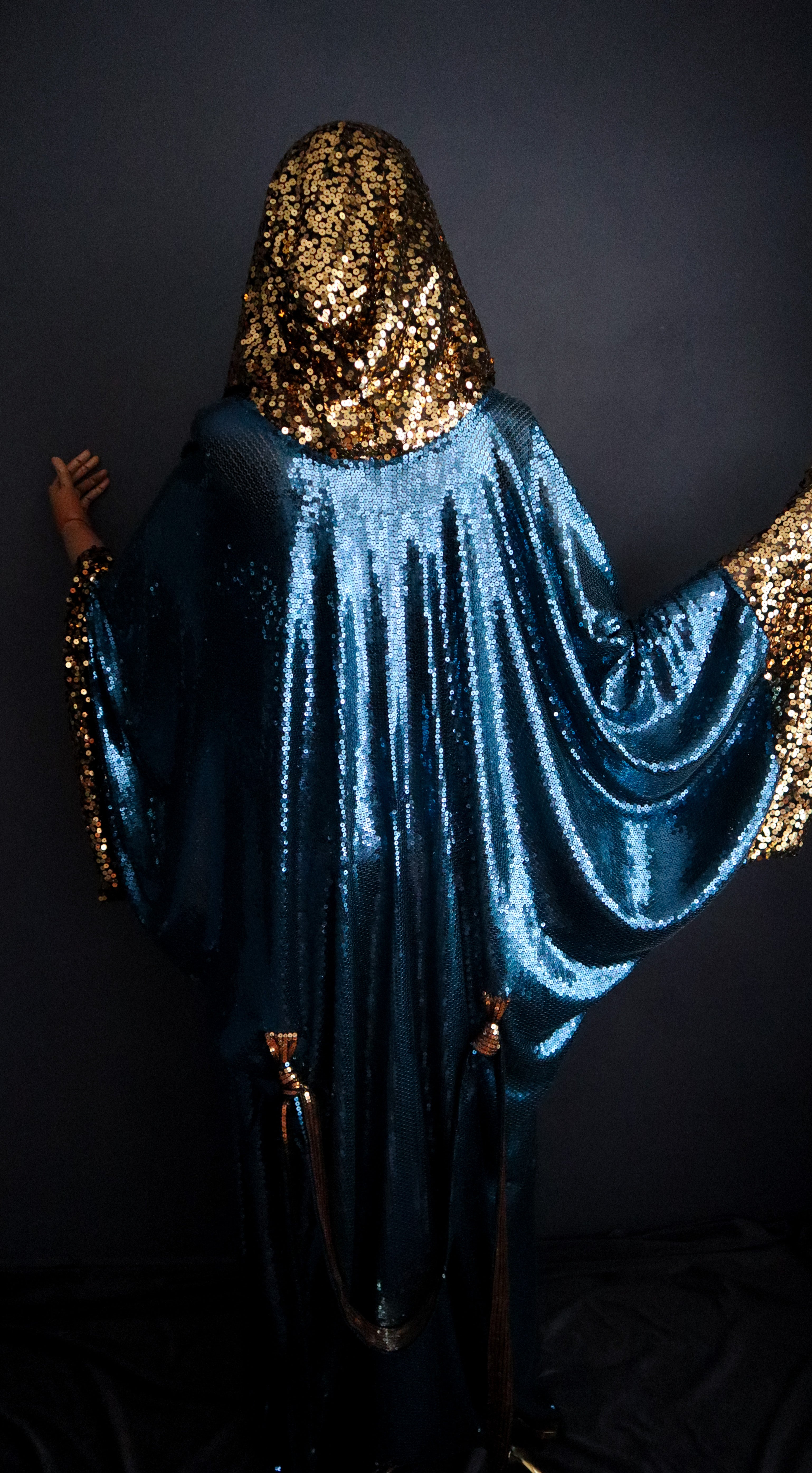 BLUE + GOLD SEQUIN KIMONO Handmade in Los Angeles