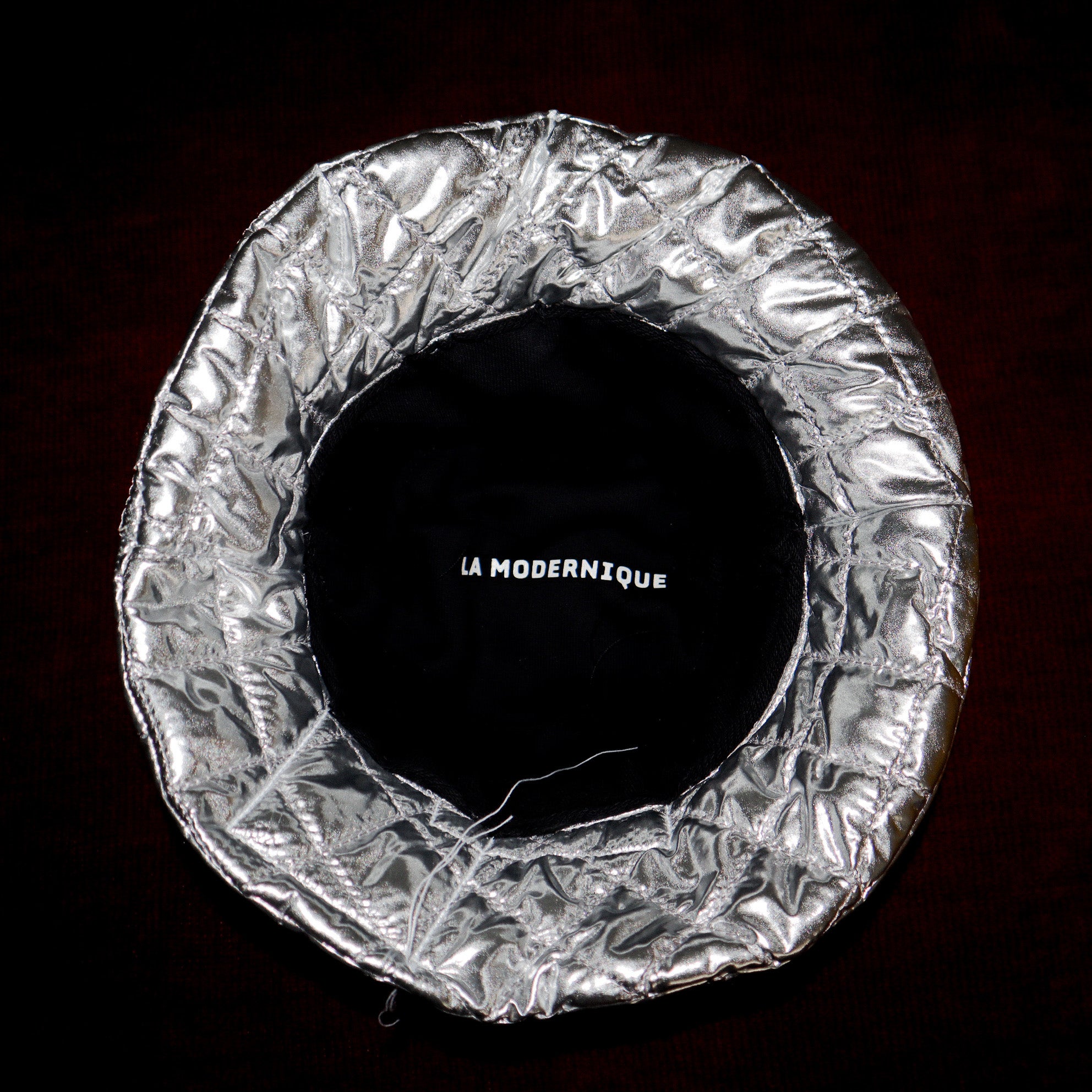 SILVER PUFF BUCKET HAT W/ EYE GRAPHICS
