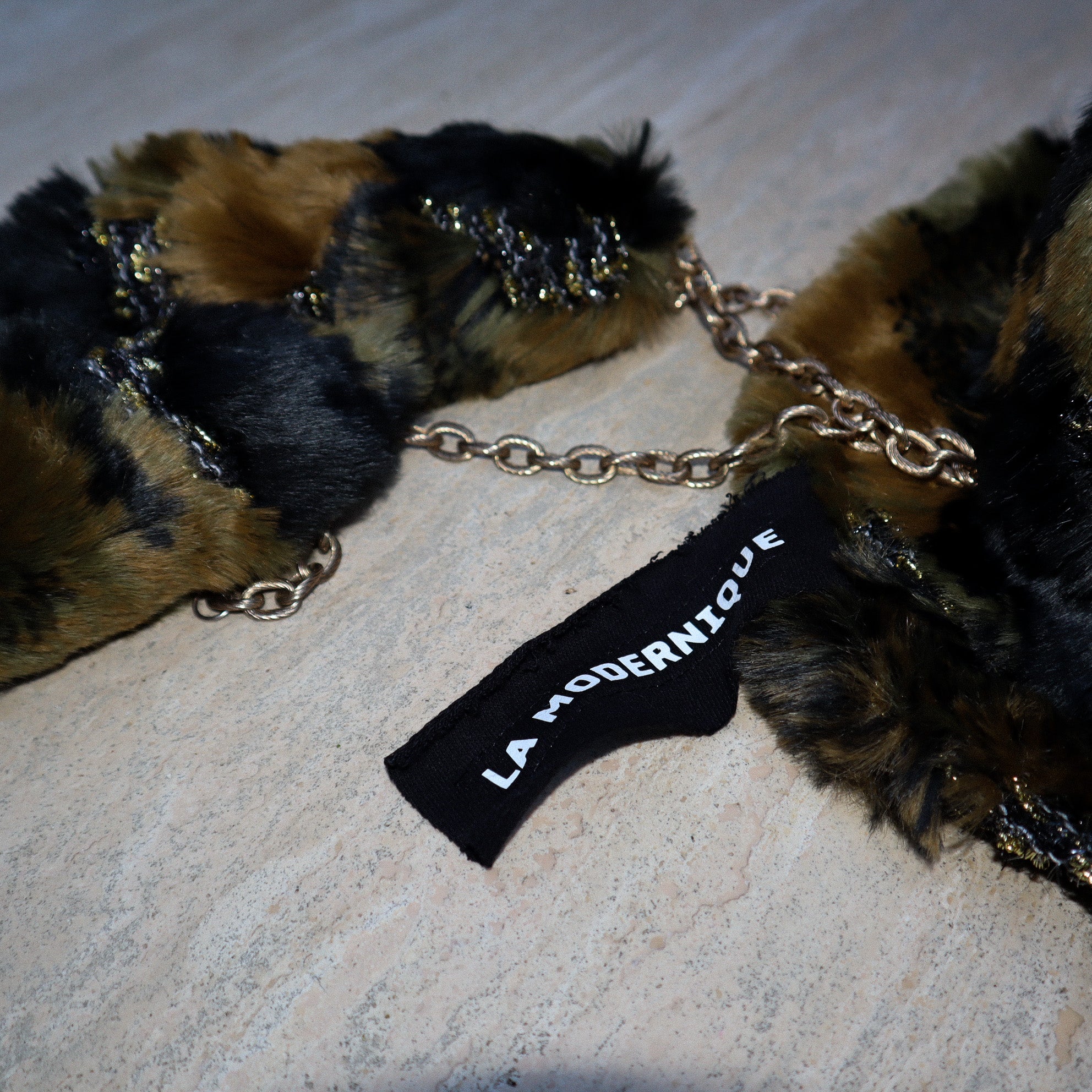FAUX FUR MILITARY PRINT TOP HAT W/ SEQUIN SKULL + ATTACHED TAILS