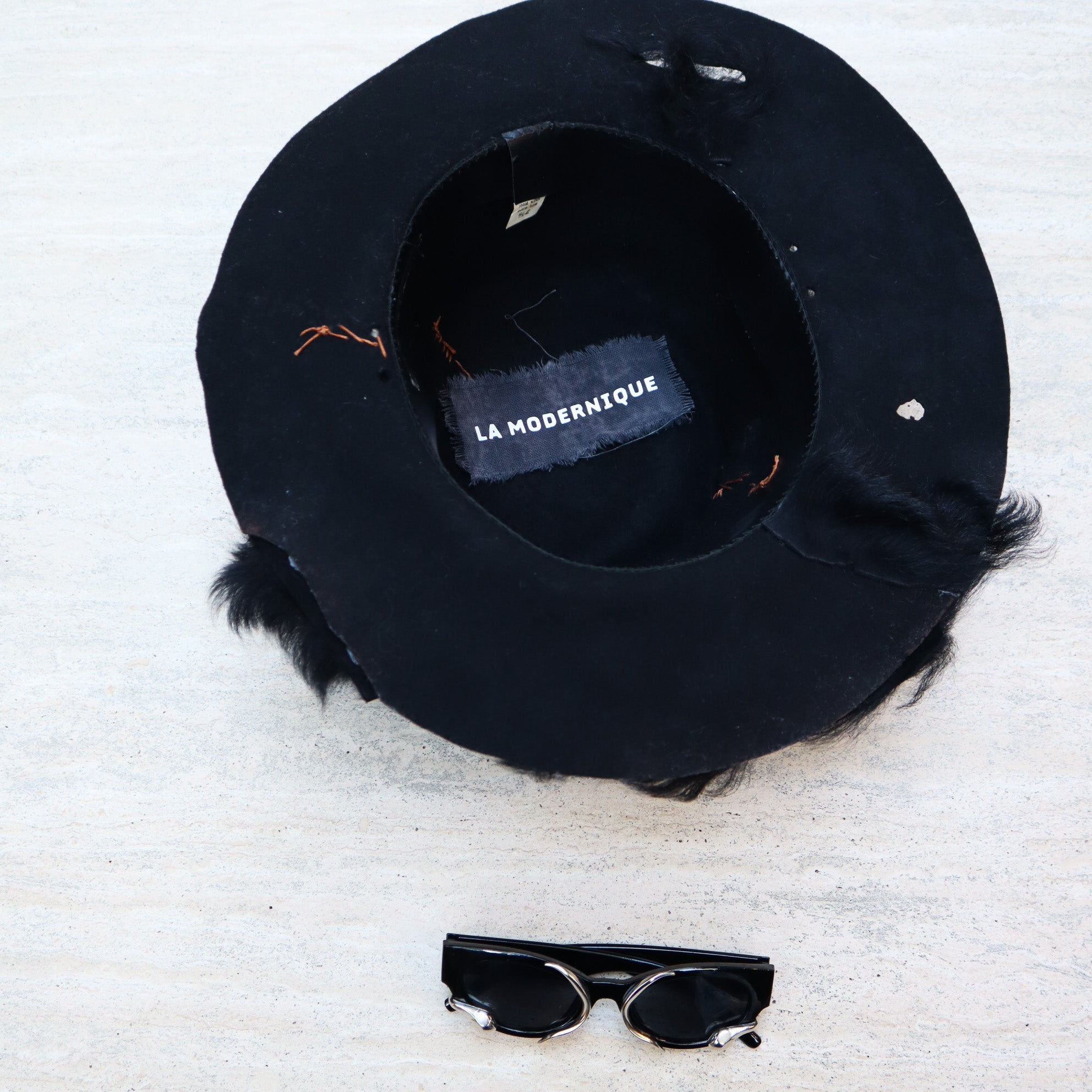 WOOL HAT W/ “FRIED CHICKEN” PATCH, REAL FUR + GRANDMA GRAPHIC