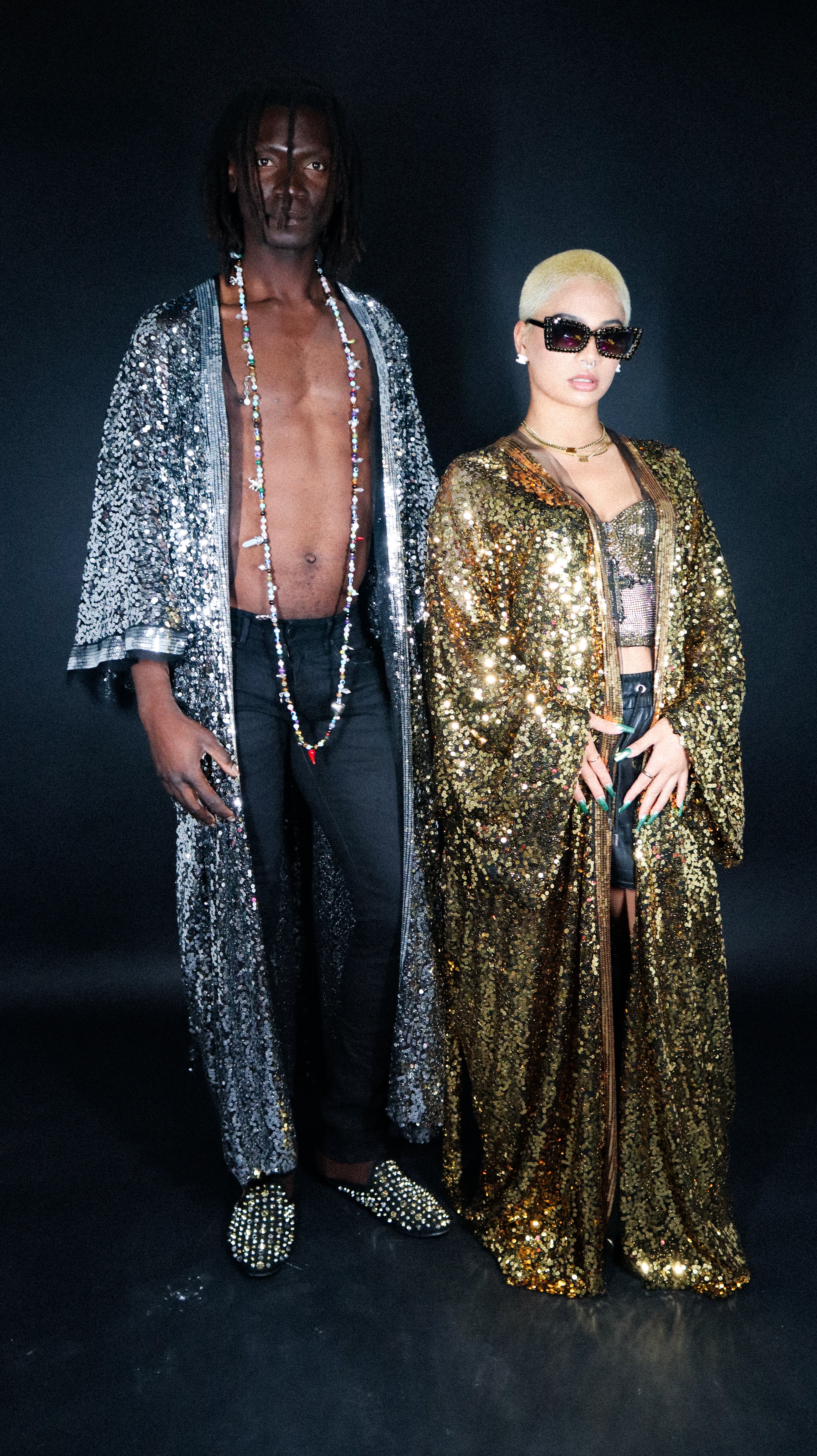 GOLD AND SILVER SEQUIN KIMONOS