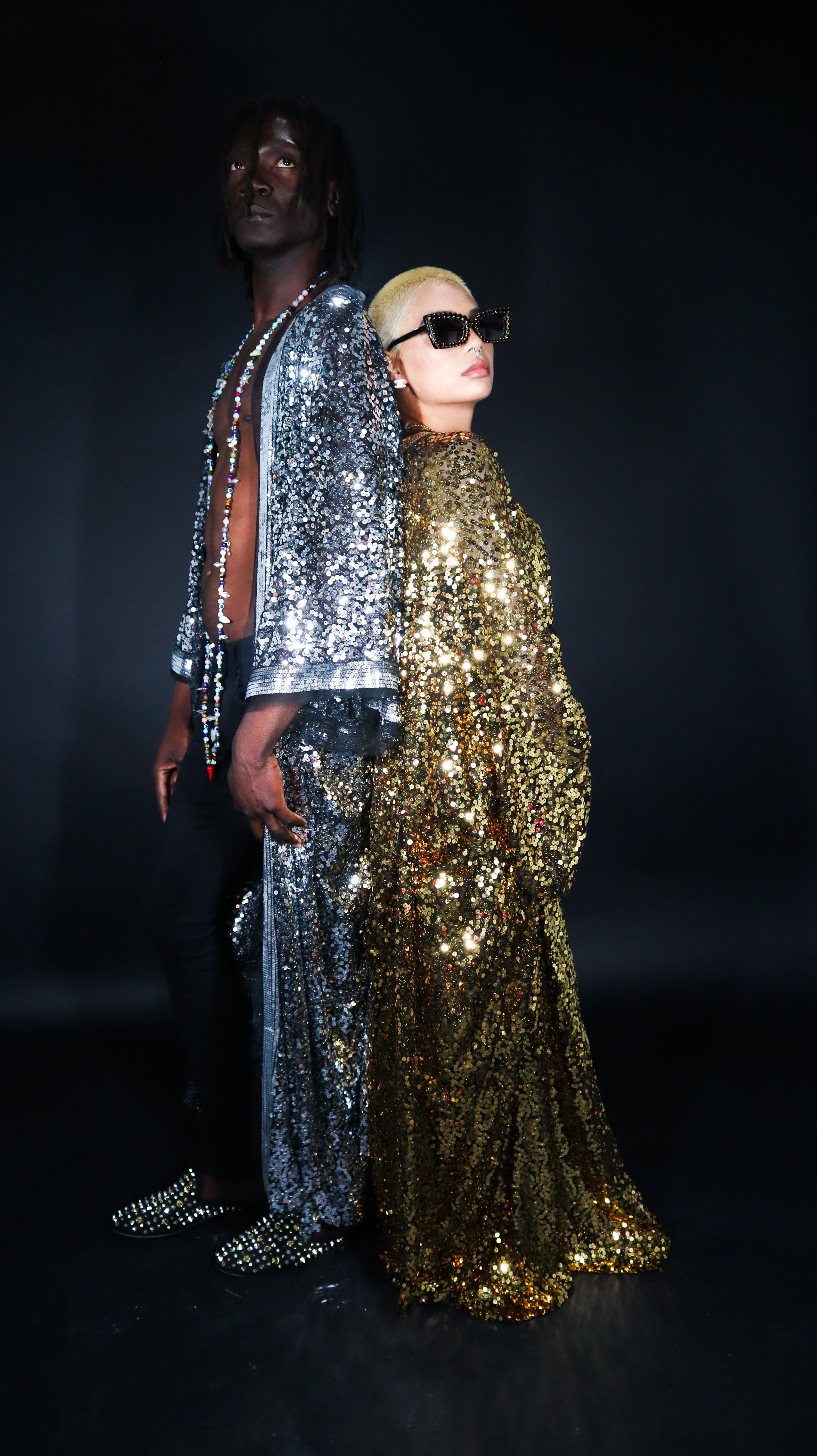 GOLD AND SILVER SEQUIN KIMONOS