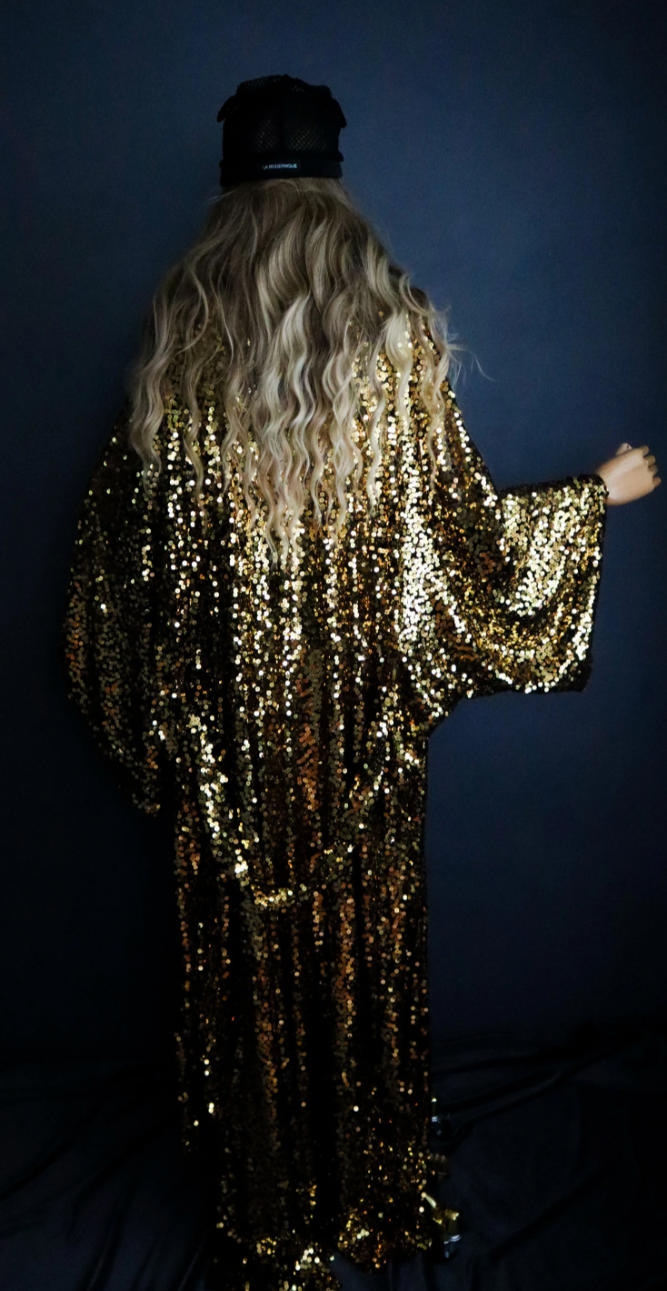 GOLD SEQUIN KIMONO - Handmade