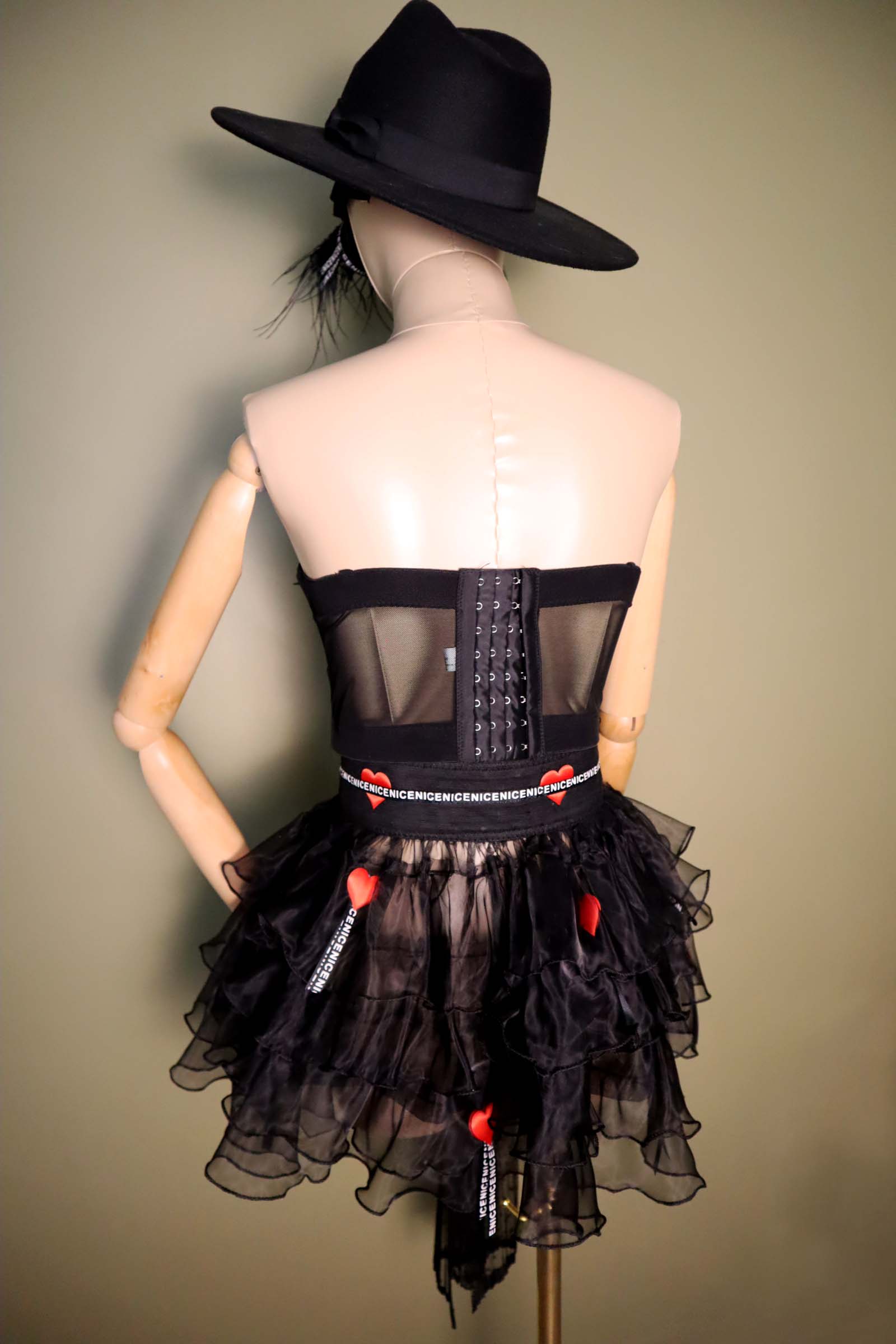 RED VALENTINE HEART TWO-PIECE SET — CORSET + TULLE SKIRT