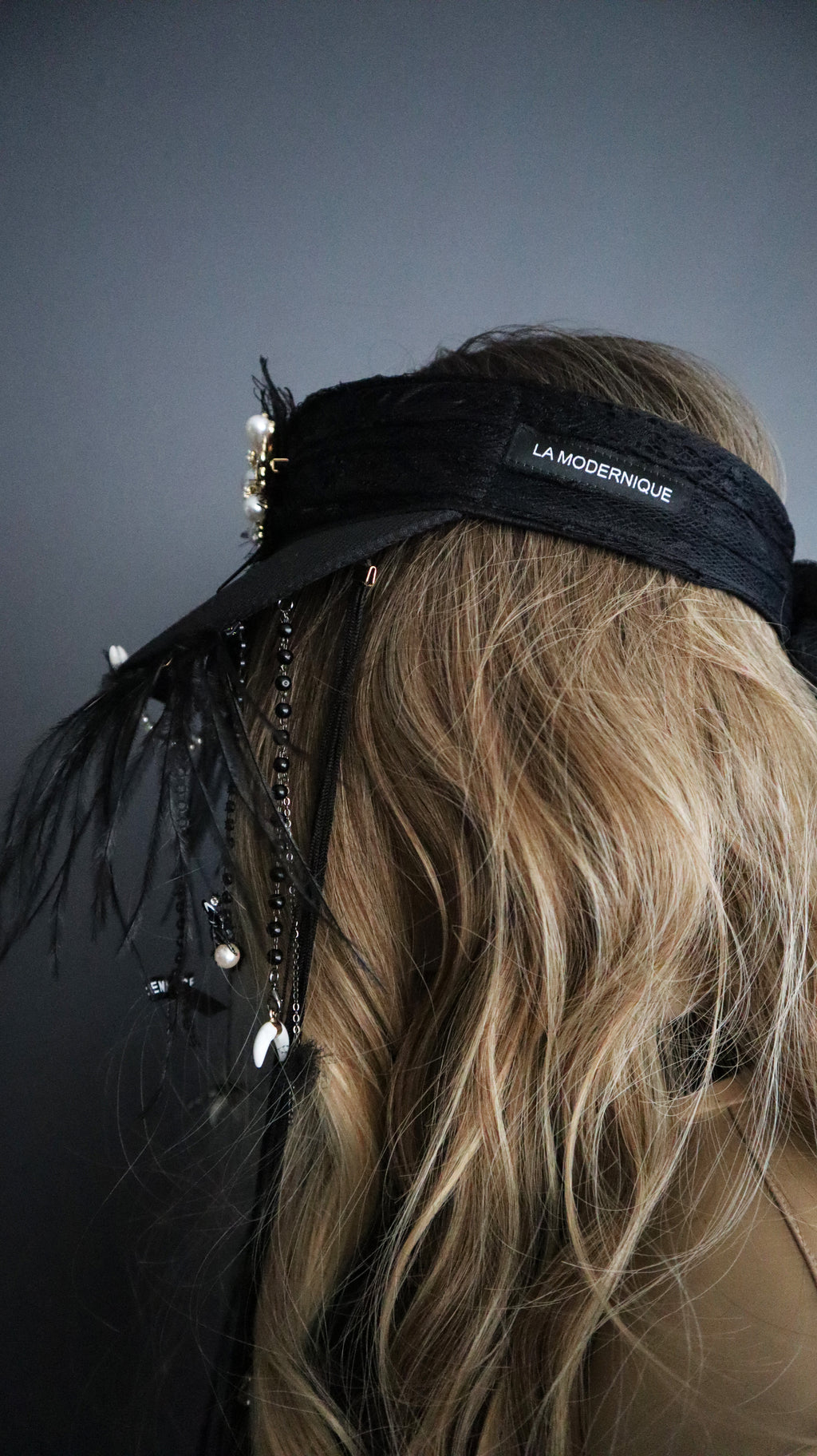 FRENCH PIRATE VISOR W/ RIBBONS, STRINGS + CHARMS