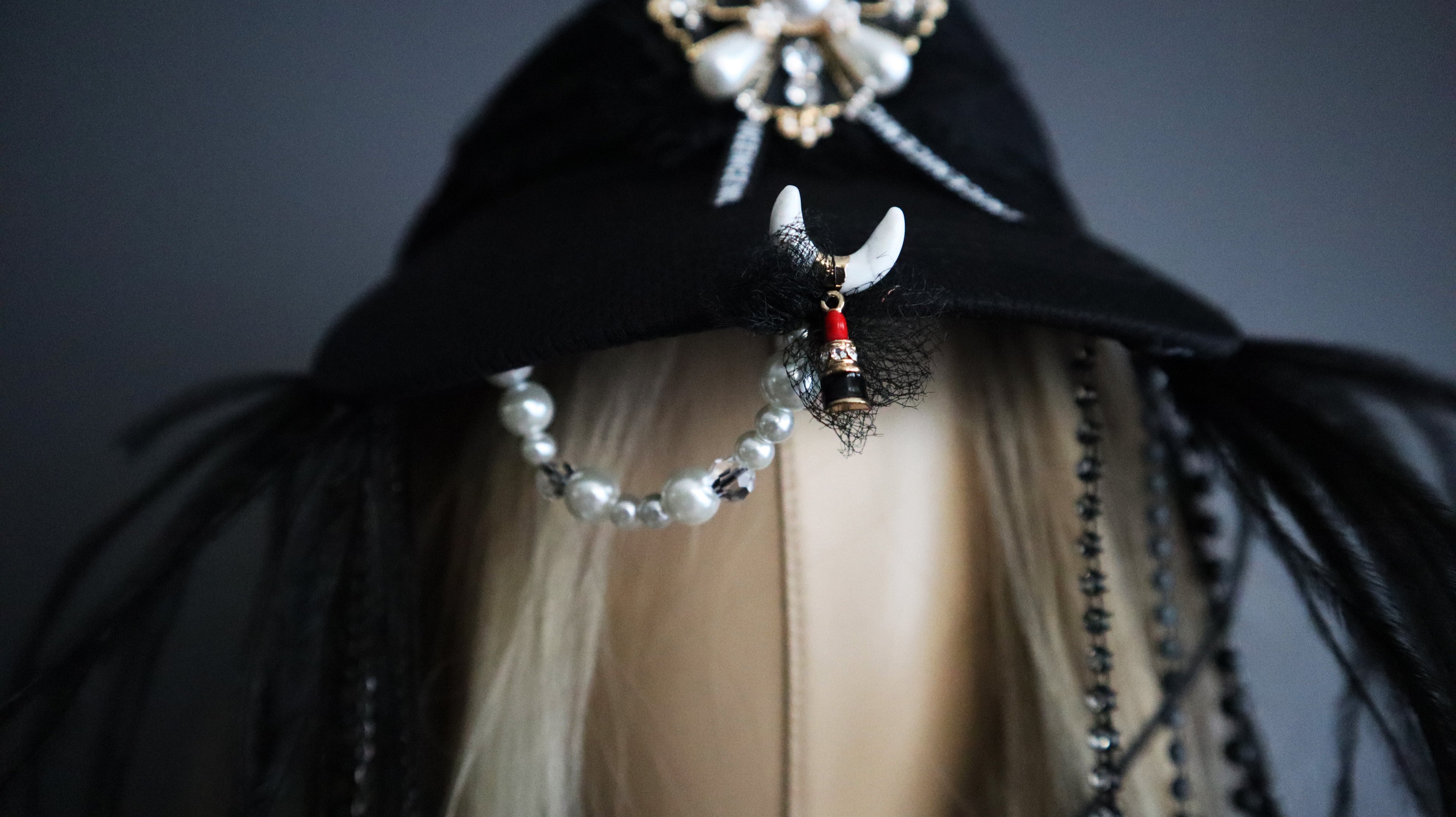 FRENCH PIRATE VISOR W/ RIBBONS, STRINGS + CHARMS